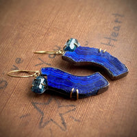 Azurite and Teal Tourmaline Earrings
